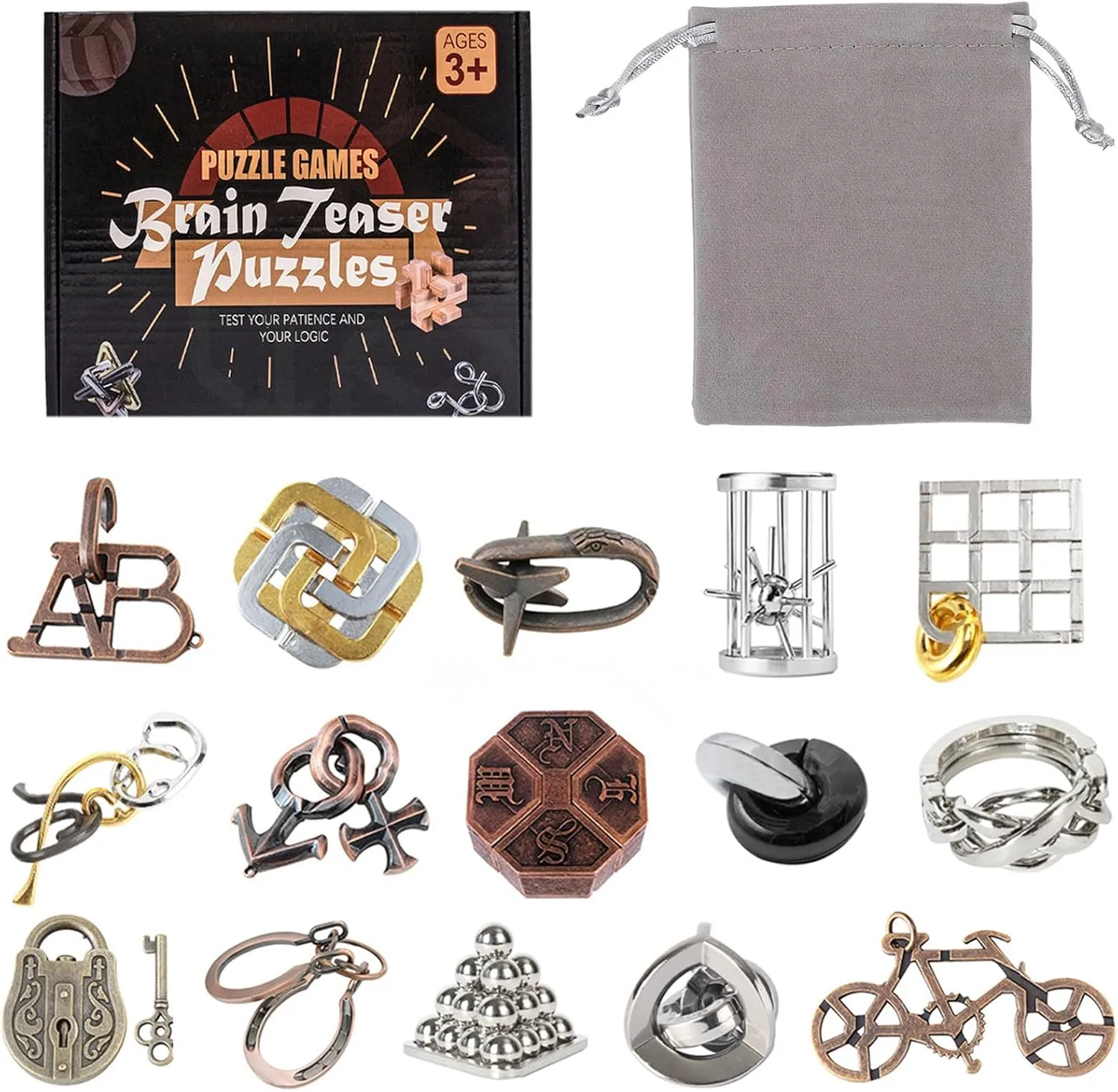 Challenge Puzzle Games, Educational IQ Test Unlock Interlocking Toy Lock Puzzles Gift for Adults Teenagers VolksRose 15pcs Brain Teaser Puzzles, Metal Wire Puzzles Set, Mind opinion naked Smart Game IQ 