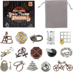 Challenge Puzzle Games, Educational IQ Test Unlock Interlocking Toy Lock Puzzles Gift for Adults Teenagers VolksRose 15pcs Brain Teaser Puzzles, Metal Wire Puzzles Set, Mind opinion naked Smart Game IQ 