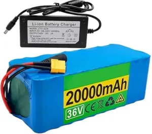 Charger & BMS, Compatible with Motor Kits Under 1000W 36V 20Ah Li-ion E-Bike Battery Pack, 20000mAh Lithium Battery for Electric Bicycle & comfort Scooter, Includes 