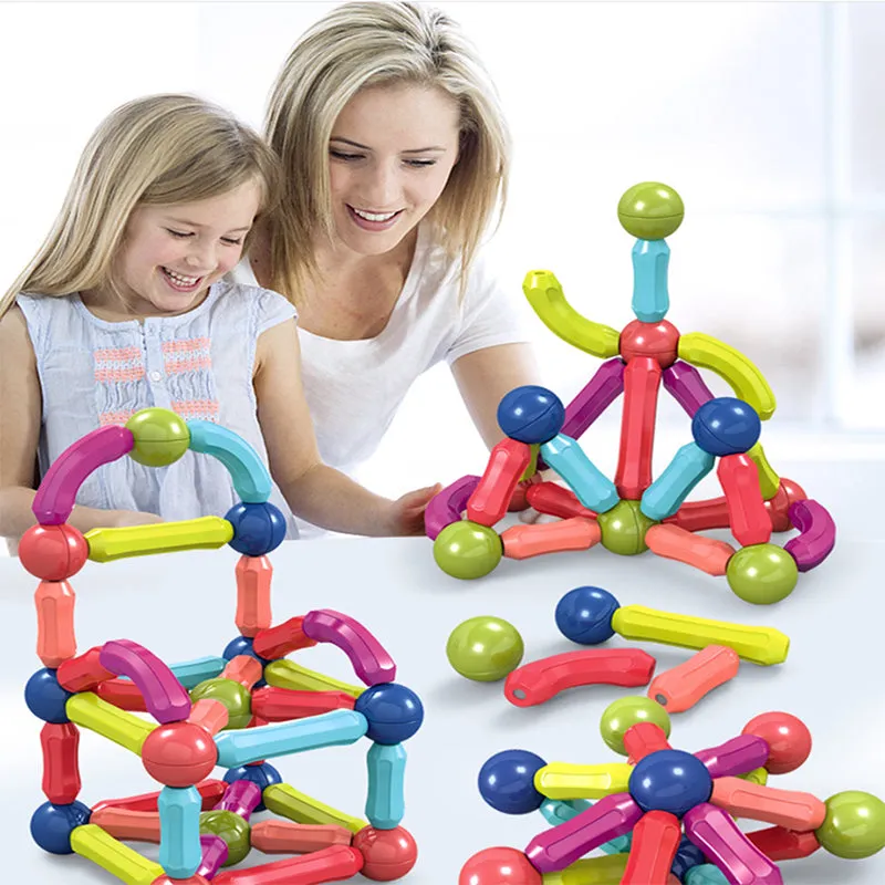 Children DIY Magnetic Stick Building Block Set Colour Stacking Toy