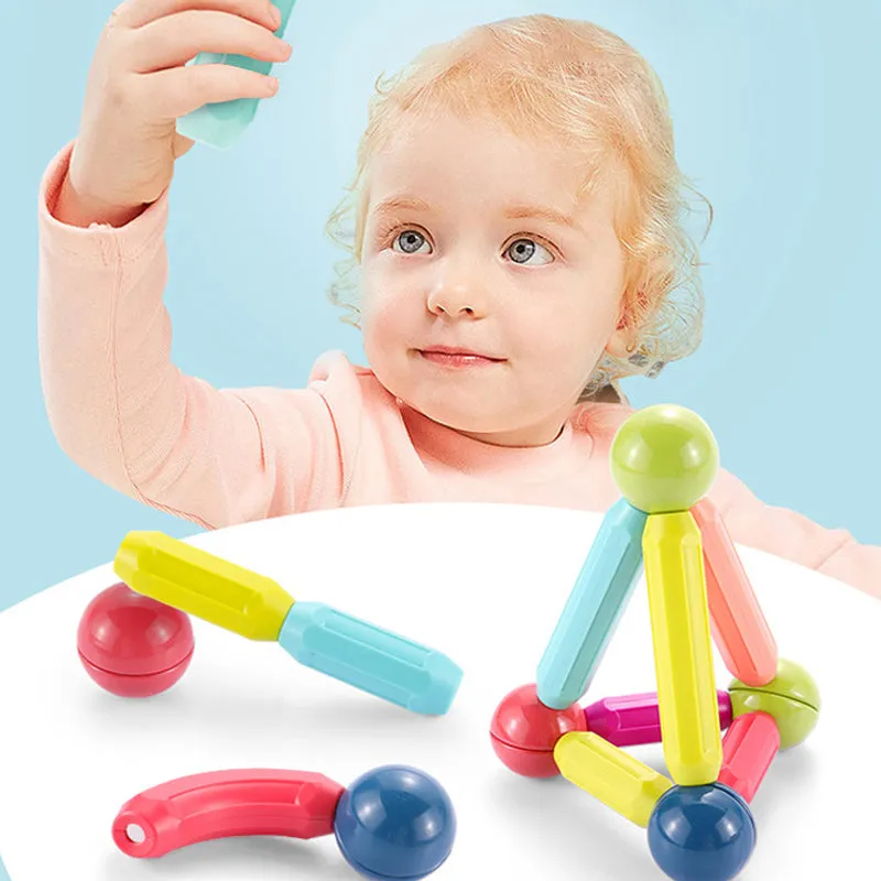 Children DIY Magnetic Stick Building Block Set Colour Stacking Toy
