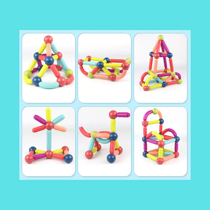 Children DIY Magnetic Stick Building Block Set Colour Stacking Toy