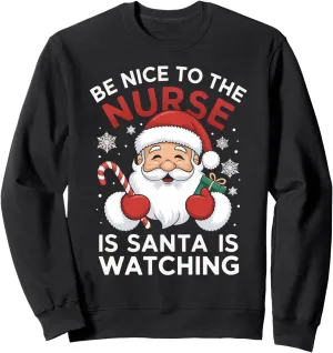 Christmas sloth imagist dy copious Santa Is Watching Xmas Nursing Holiday Sweatshirt Nurse 