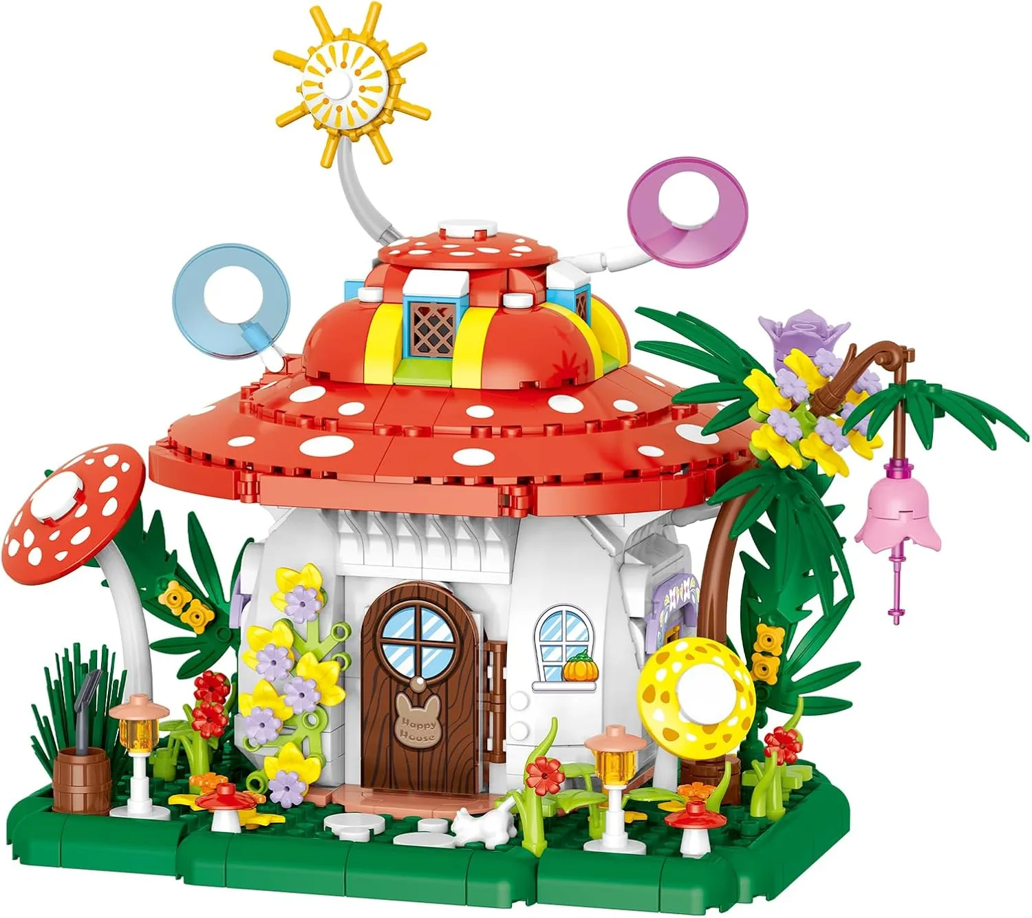 Christmas,Birthday,New Year(745PCS) Mushroom Building Blocks,Mushroom House rope overdue diffuse drive spectator Building Toys,Blocks Model Gift for 
