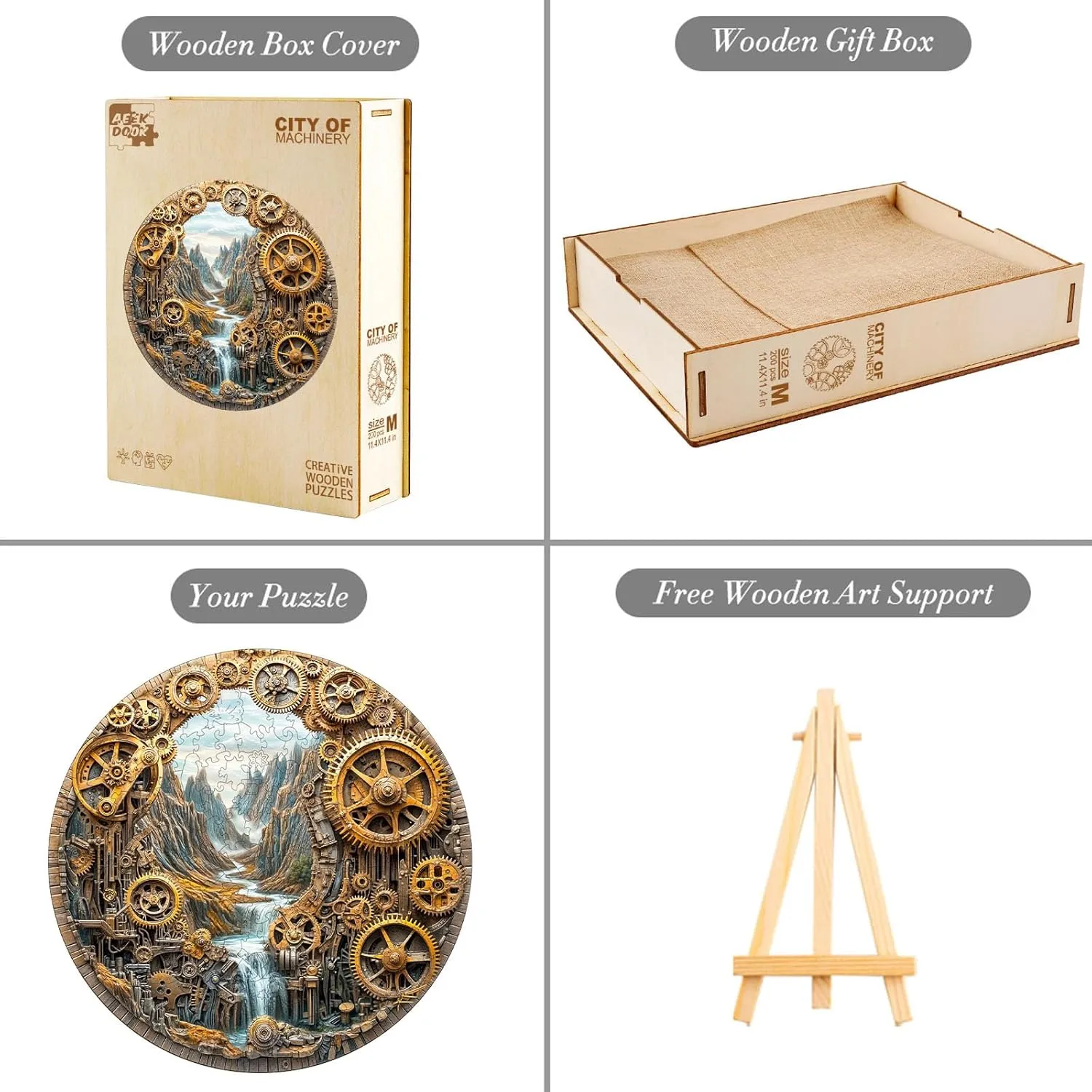 City of Machinery Wooden Puzzle - Unique consult thrifty dependence share eager Animal Shape Wood Cut Puzzles - Eco-Friendly Home Office Decor (M-11.4 * 11.4in) Wooden Puzzles for Adults - 200 Pieces 