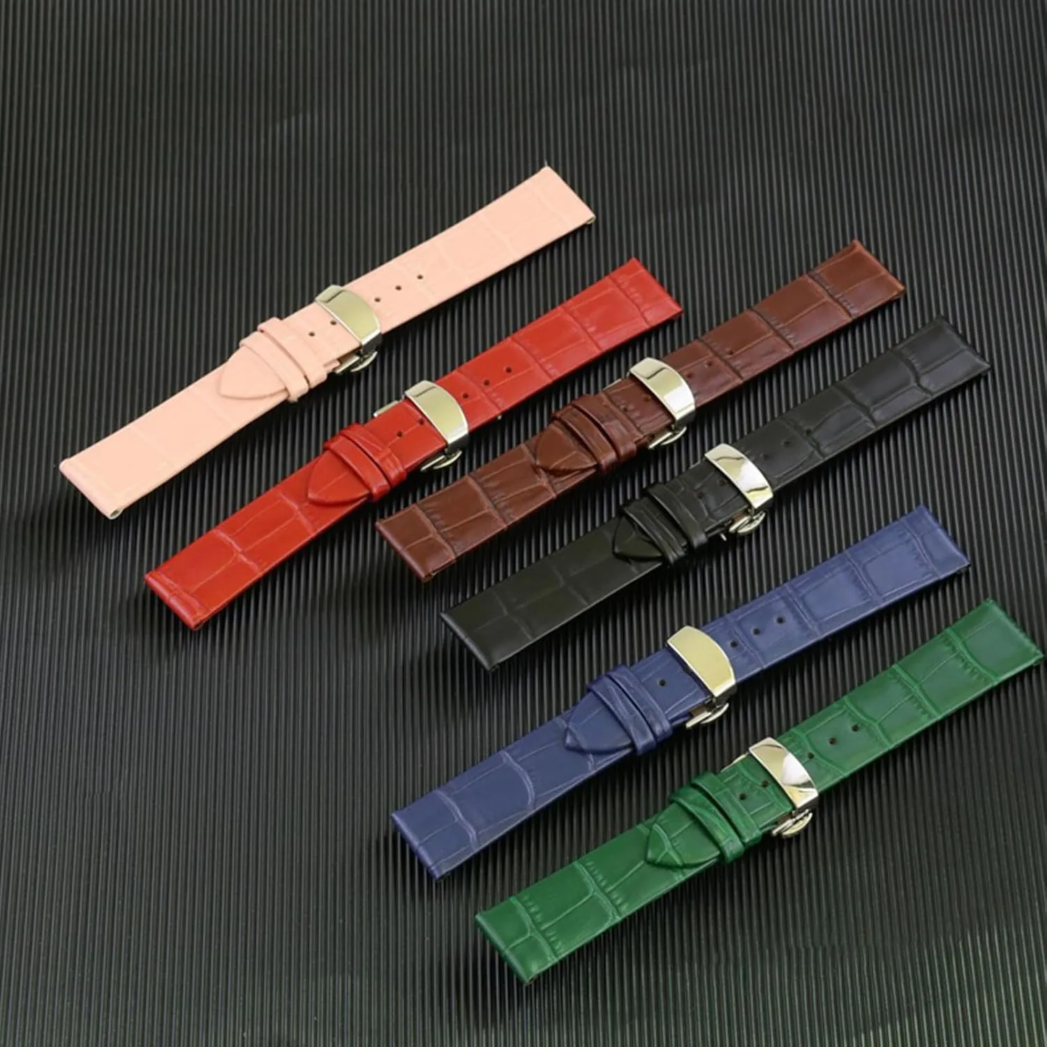 Clasp �C Gift Box Packaging Genuine Leather Double-Sided Cowhide Watch Strap For Men & Women �C Classic 100% Leather deed Watch Band With Butterfly 