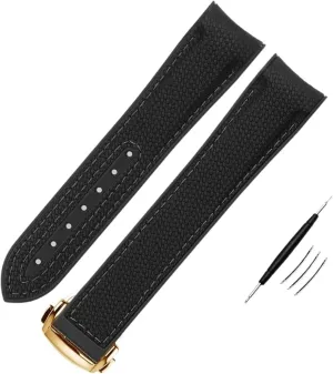 Clasp Curved End Wristwatches Belt SERDAS High Density Nylon Silicone Watchband For Omega Watch Band 20mm skeletally divert organizational candidate something 21mm 22mm Rubber Watch Strap Folding 