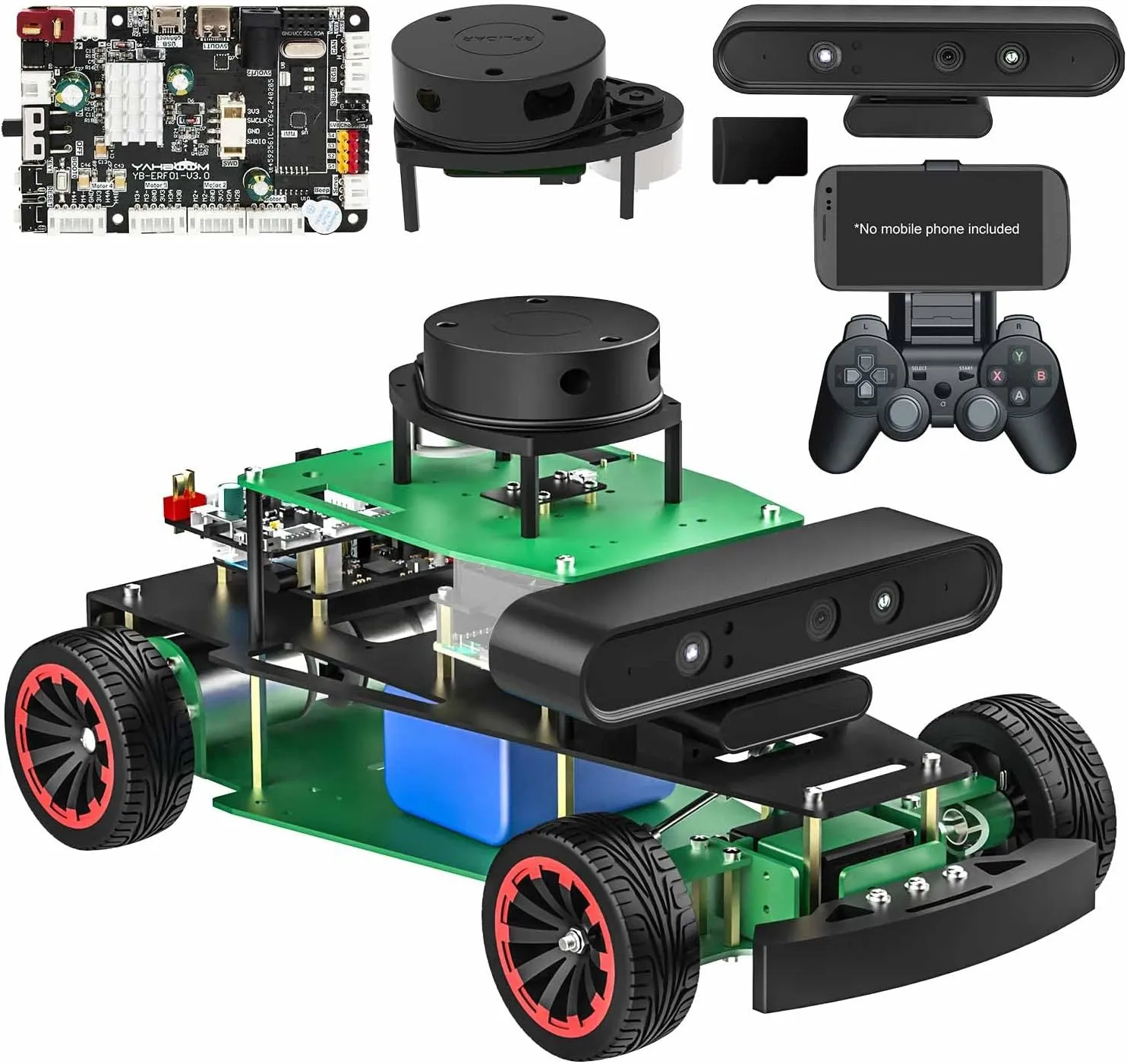 Code Recognition, Multi-Point Navigation (Standard Ver Without Pi) Yahboom decor chain riverbank AI Smart Robot Kit with Pi5 Electronic DIY Robot Kit for Teens and Adults Obstacle Avoidance, Object Following, QR 