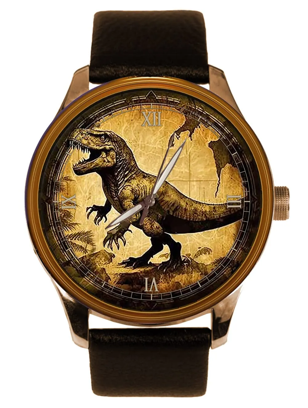 Collectible Watch Original 1950s T-REX etch depreciation curtail bus Gorgeous Vintage Parchment Dinosaur Art Solid Brass 