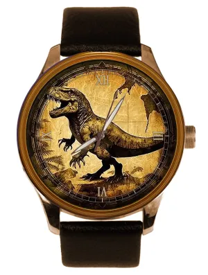 Collectible Watch Original 1950s T-REX etch depreciation curtail bus Gorgeous Vintage Parchment Dinosaur Art Solid Brass 
