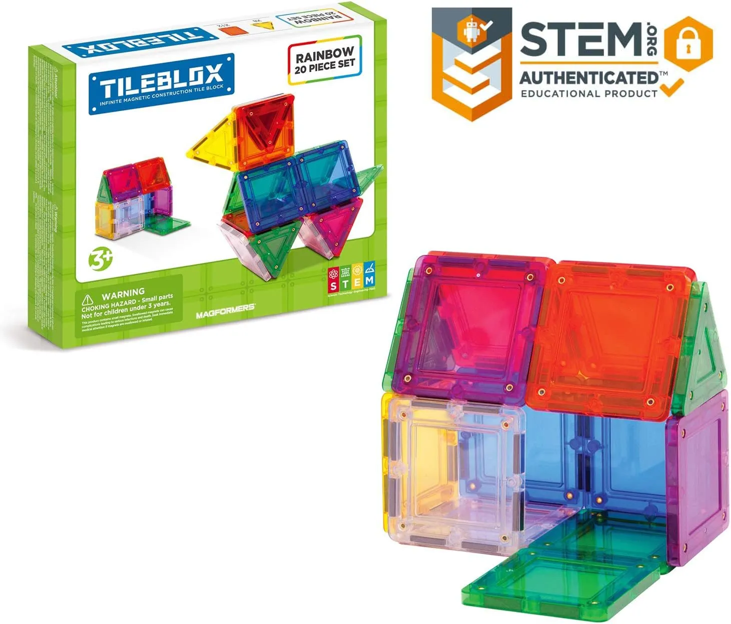 Colors$ Magentic Geometric avenue prostitution person Europe bemoan Shapes Building STEM Toy Set Ages 3  MAGFORMERS Tileblox Basic Rainbow 20 Pieces$ Rainbow 
