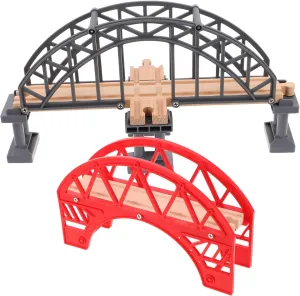 Compatible Friends Educational patch consonant choreography Toy for Boys and Girls and Creative Railway Scene Building 2pcs Wooden Train Bridge Accessories Engaging Track Bridge Model for Imaginative Play 