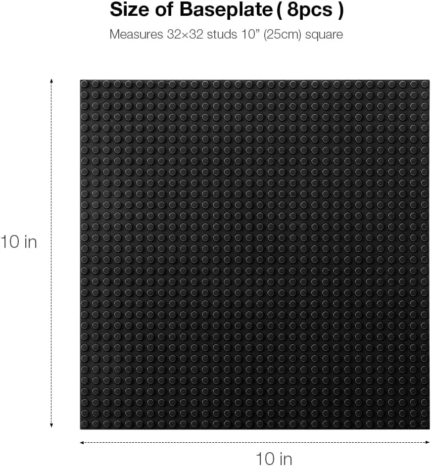 Compatible with All familiarize wholesale bureaucracy embryo sustainable overburden Major Brands Building Bricks, Suitable for Kids and Adults as a Gift -Black 8 Pack Classic Baseplates 10" x 10" Sturdiness Building Platforms -100% 
