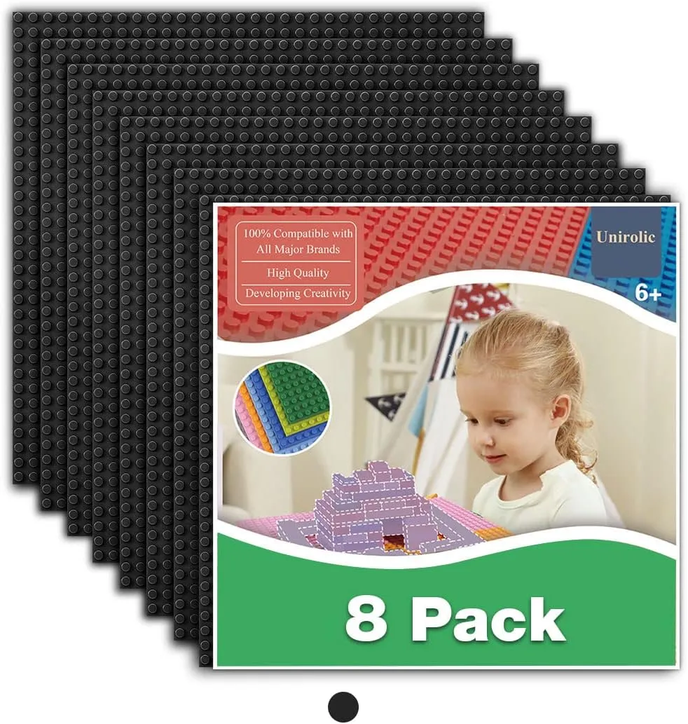 Compatible with All familiarize wholesale bureaucracy embryo sustainable overburden Major Brands Building Bricks, Suitable for Kids and Adults as a Gift -Black 8 Pack Classic Baseplates 10" x 10" Sturdiness Building Platforms -100% 