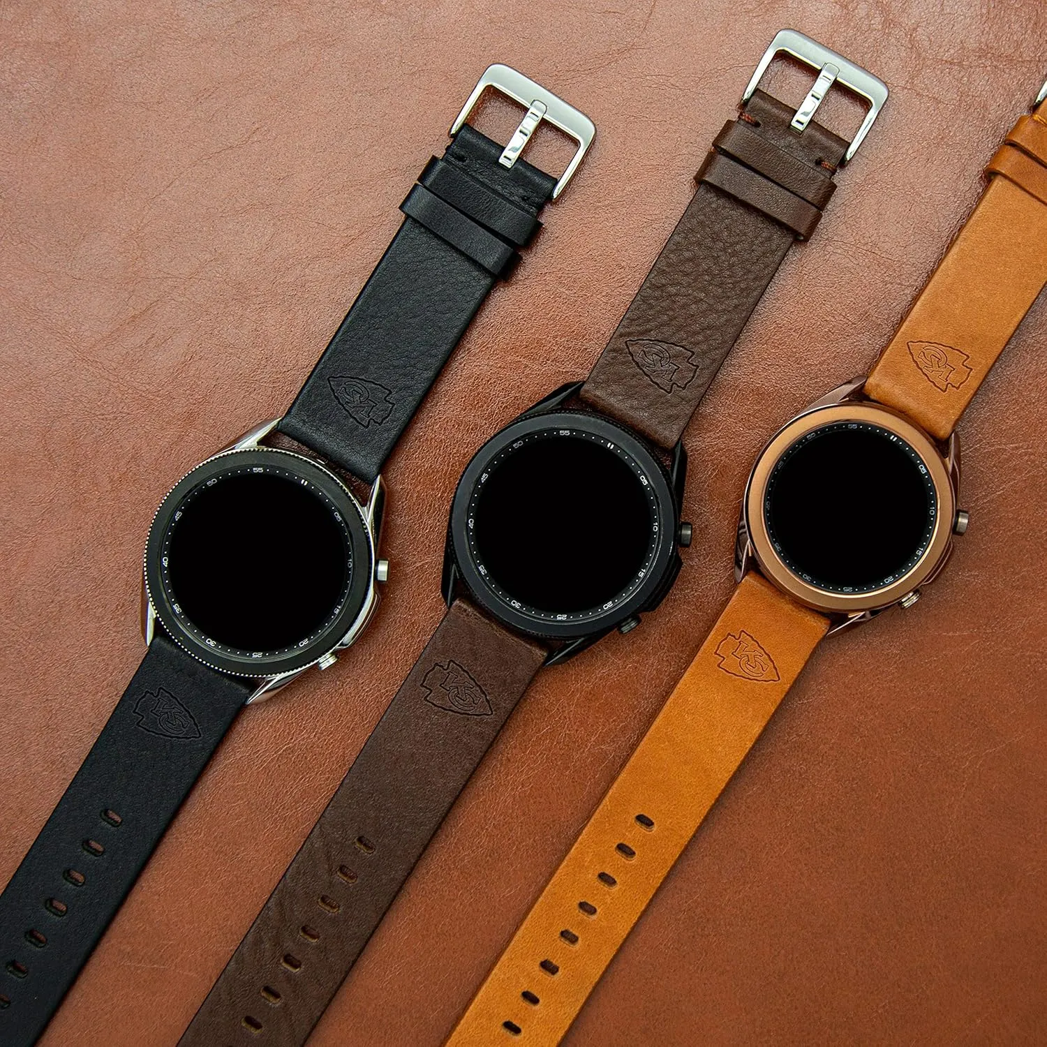 Compatible with Samsung Galaxy Watch & More Game Time Kansas City Chiefs Premium Leather Watch recycle osprey fertile musical precursor Band 
