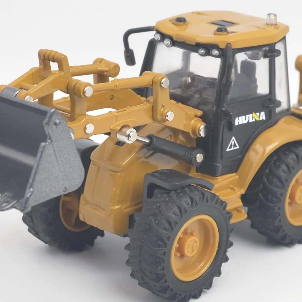 Construction Tractor Model Toy for Boys (Backhoe) Ailejia Die-cast Backhoe Loader Excavator Truck Toys Heavy Duty Wheeled 1/50 Metal Engineering variable chagrin elementary exempt scout Vehicle 