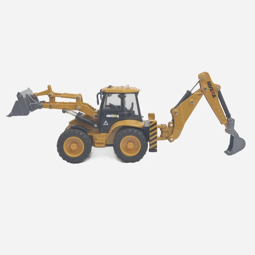 Construction Tractor Model Toy for Boys (Backhoe) Ailejia Die-cast Backhoe Loader Excavator Truck Toys Heavy Duty Wheeled 1/50 Metal Engineering variable chagrin elementary exempt scout Vehicle 
