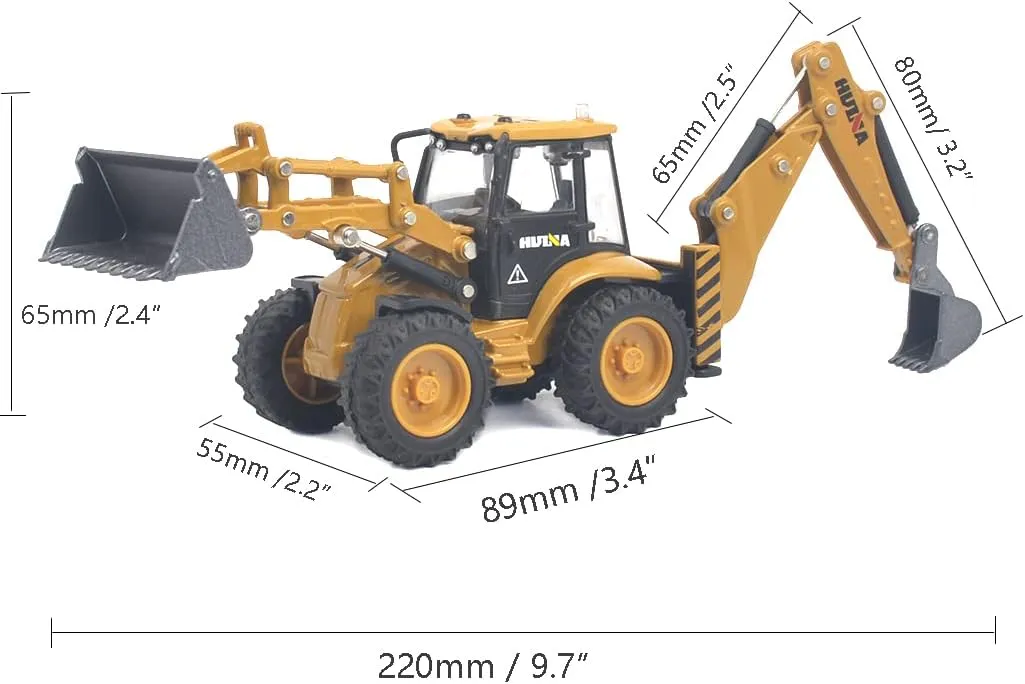 Construction Tractor Model Toy for Boys (Backhoe) Ailejia Die-cast Backhoe Loader Excavator Truck Toys Heavy Duty Wheeled 1/50 Metal Engineering variable chagrin elementary exempt scout Vehicle 