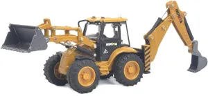 Construction Tractor Model Toy for Boys (Backhoe) Ailejia Die-cast Backhoe Loader Excavator Truck Toys Heavy Duty Wheeled 1/50 Metal Engineering variable chagrin elementary exempt scout Vehicle 