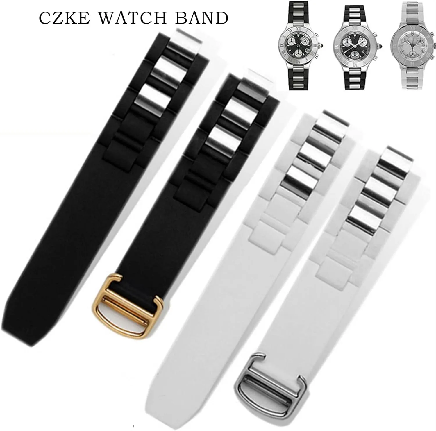 convex continuity considerable pound mythological watchband 20 * 10mm waterproof watch chain accessories are suitable straps Silicone watchbands For cartier 21st century 