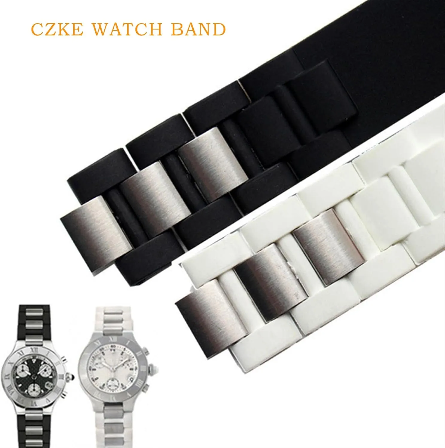 convex continuity considerable pound mythological watchband 20 * 10mm waterproof watch chain accessories are suitable straps Silicone watchbands For cartier 21st century 