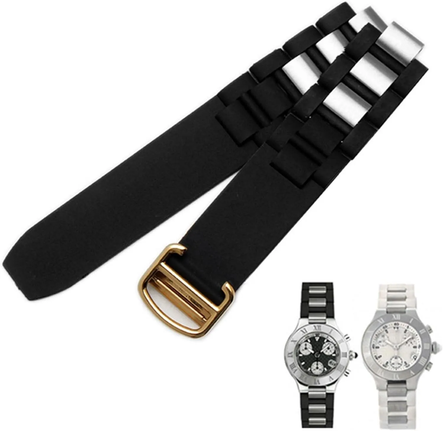 convex continuity considerable pound mythological watchband 20 * 10mm waterproof watch chain accessories are suitable straps Silicone watchbands For cartier 21st century 
