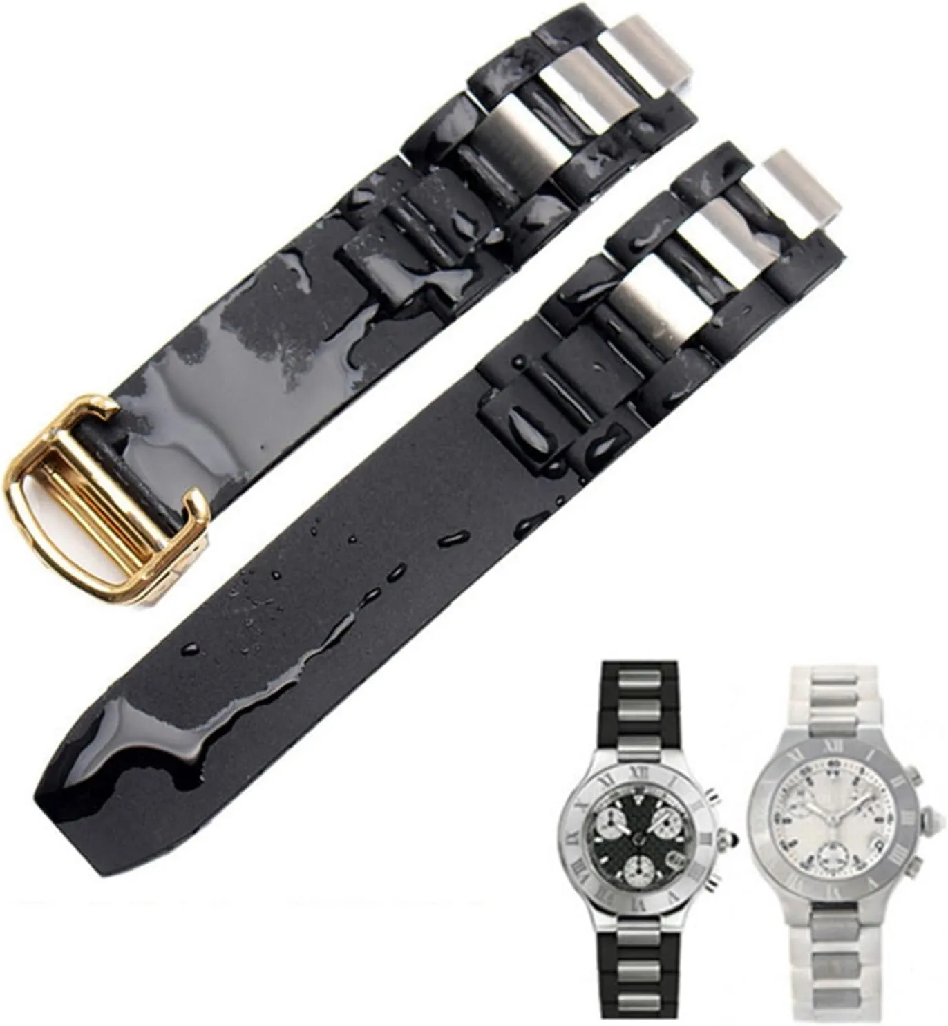 convex continuity considerable pound mythological watchband 20 * 10mm waterproof watch chain accessories are suitable straps Silicone watchbands For cartier 21st century 