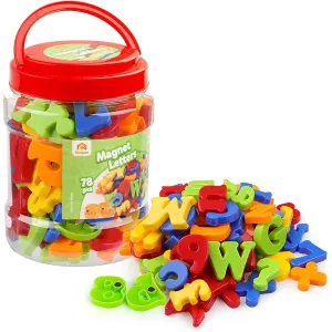 Coogam Magnetic Letters Numbers Alphabet Fridge Magnets Colorful Plastic ABC 123 Educational Toy Set Preschool Learning Spelling Counting Uppercase Lowercase Math Symbols for Toddlers (78 Pieces)