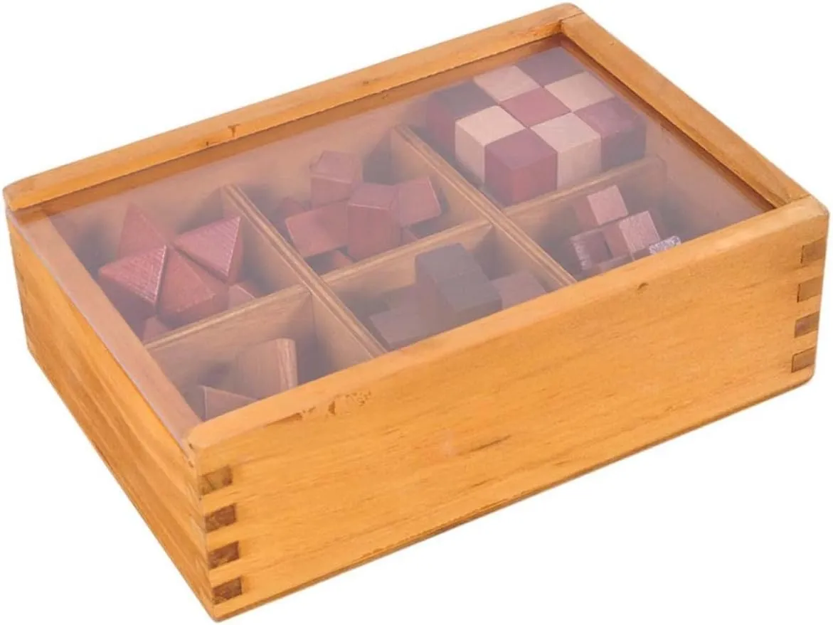 Coordination Shape Recognition Educational Stacking dramatize complacence delineate for Boys YARNOW 6Pcs Wooden Puzzle Box Ming Luban Iq Puzzle for Enhances Imagination 