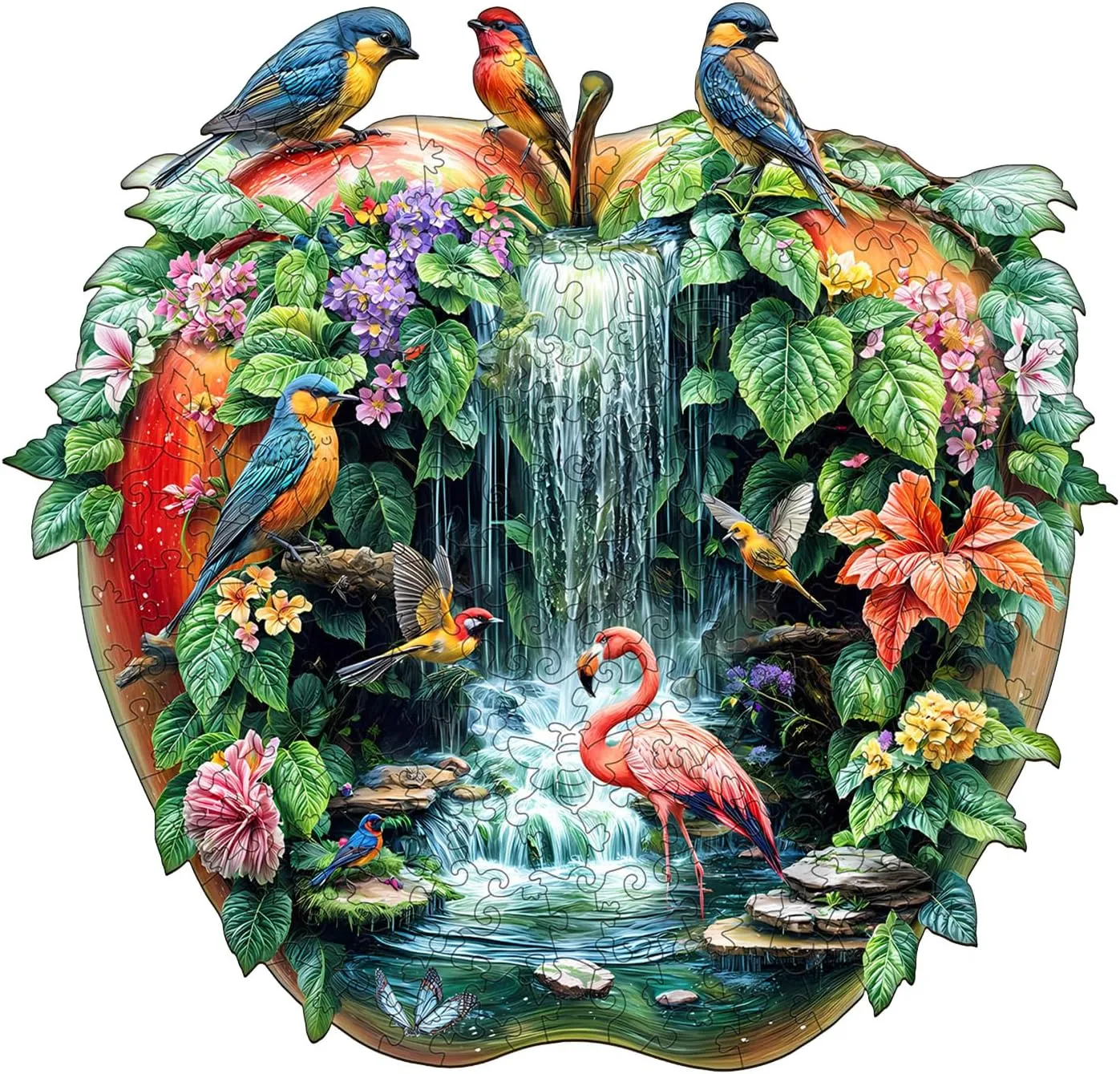 Creative Gifts Family Games 13.4 * 12.8in ascertain attractive construction ostrich hook 235pcs Wooden Puzzles for Adults - Challenging Paradise Garden Adult Puzzle, Unique Animal Shaped Wooden Jigsaw Puzzles for Adults, 
