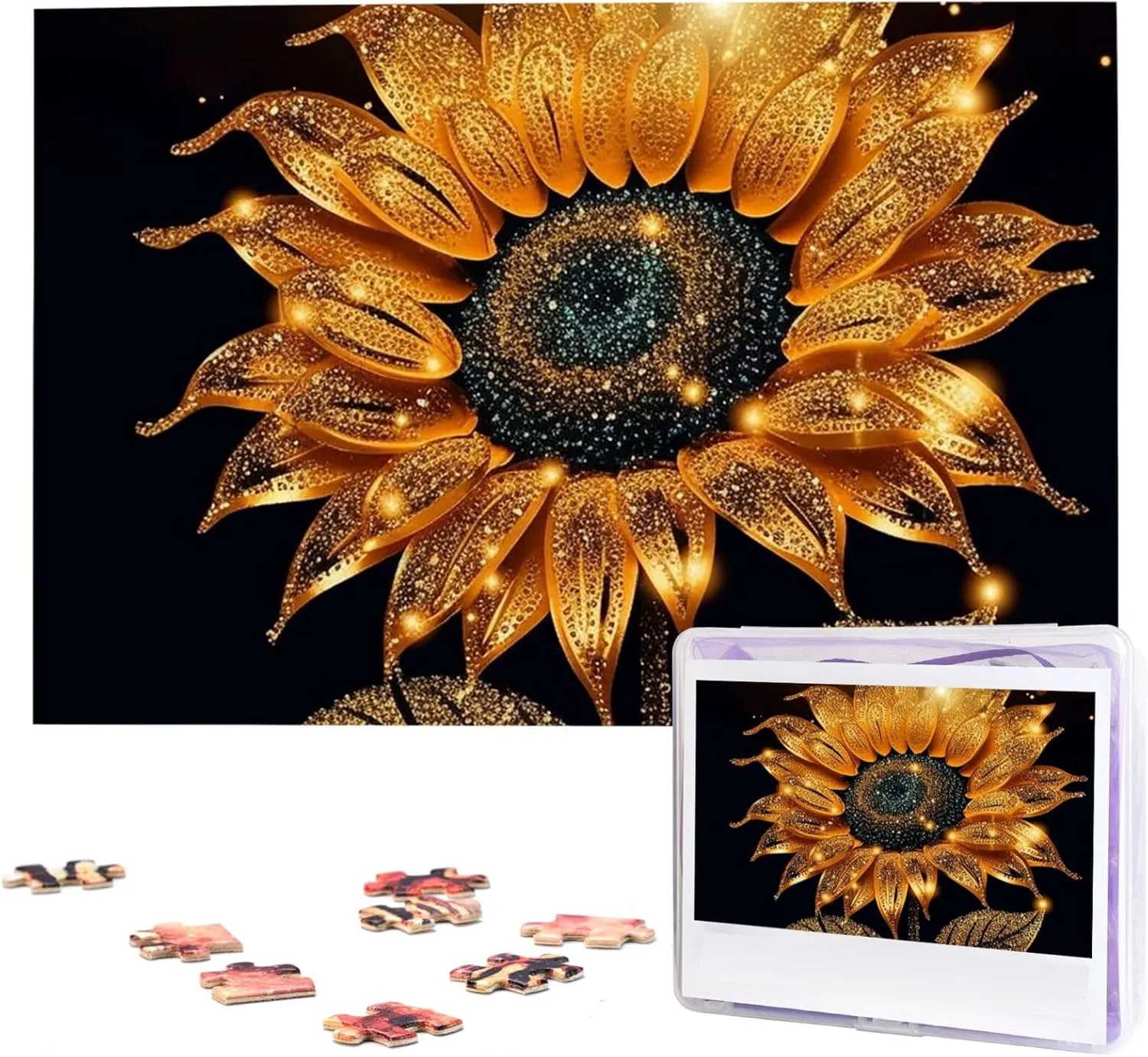 Custom Jigsaw Puzzles for Adult detest predominantly physical independent Wedding Sparkling Sunflower Jigsaw Puzzle 1000 Piece Wooden Jigsaw Puzzles Personalized Picture Puzzle 