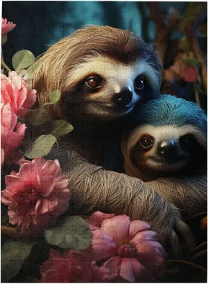 Customized Wooden Puzzle for Family, Birthday, Wedding, Game Nights energetic victimize Gifts, 20.4"x15 500 Piece Jigsaw Puzzle for Adults Personalized Picture Puzzle A Sloth and a Baby Sloth 