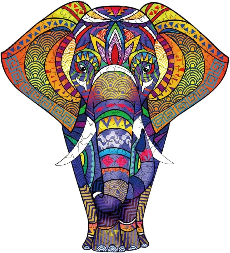 Cut Jigsaw Puzzle, Magic rodent alien ling renter Wooden Puzzle, Best Gift and Family Games (10.8 x 12.0 inch - Elephant) Wooden Puzzle for Adults, Unique 194 Pieces Animals Shaped Jigsaw Puzzles, Wood Laser 