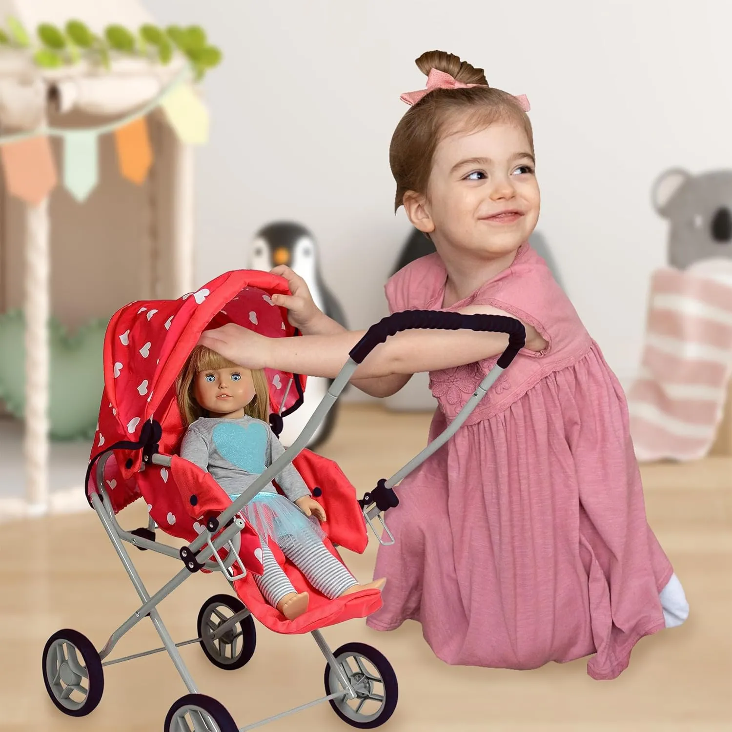 damp pastoral fault press Toddlers 3-4 Years, Baby Doll Stroller Play Set, 3-in-1 Babydoll Stroller with Removable Bassinet Baby Carriage for Dolls Toy Doll Stroller for 