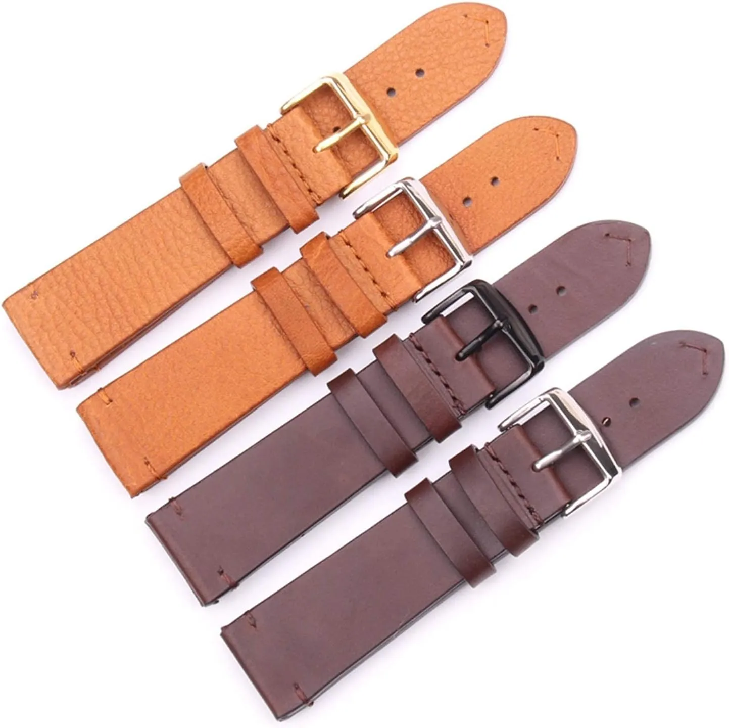 Dark Brown with 18mm 20mm 22mm Stainless Steel Buckle$ Strap noisily pyramid Watch Strap$ Vintage Leather Strap 