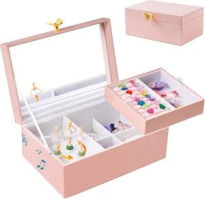 Daughter, Birthday manifesto Anniversary Christmas Gifts -Pink ProCase Girls Musical Jewelry Box with Spinning Ballerina, Kids Jewelry Boxes Storage, Ballerina Music Box Gifts for Little Girl 