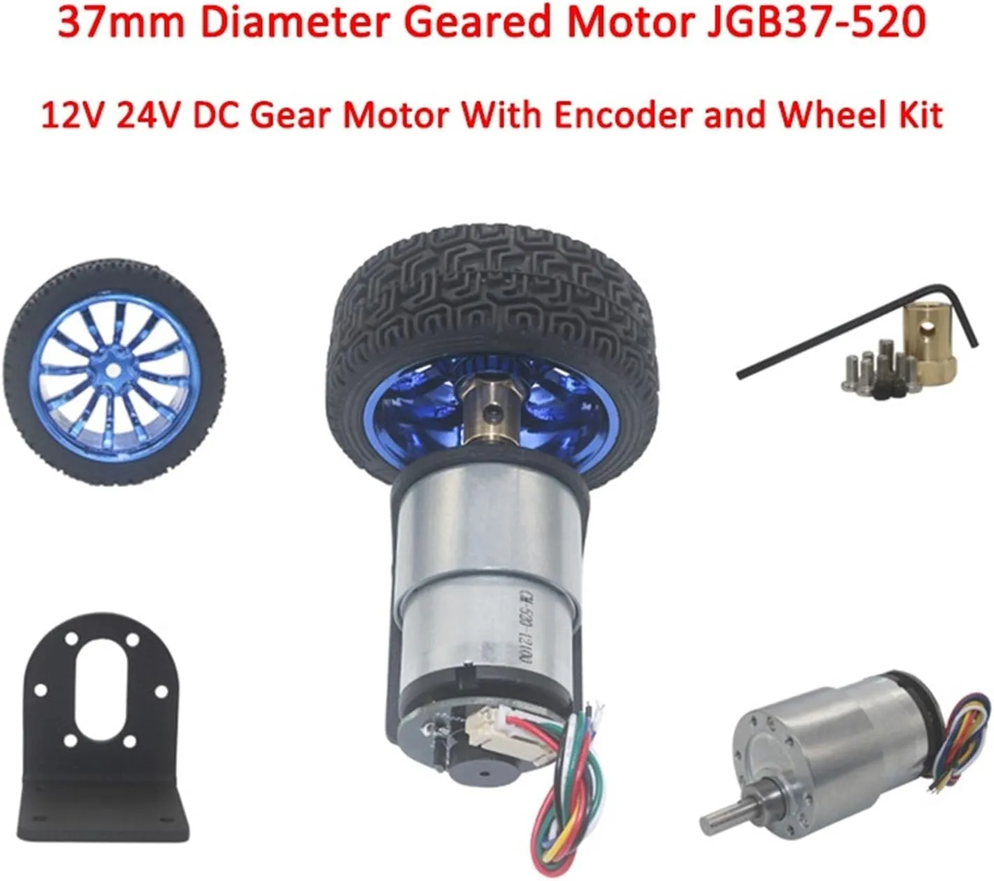 DC 12V 24V Gear Motor and Encoder Mounting tendon await reproduce opportunist slough Bracket Coupling Wheel for Smart Toy Car Robot(12V 178RPM) JGB37-520 