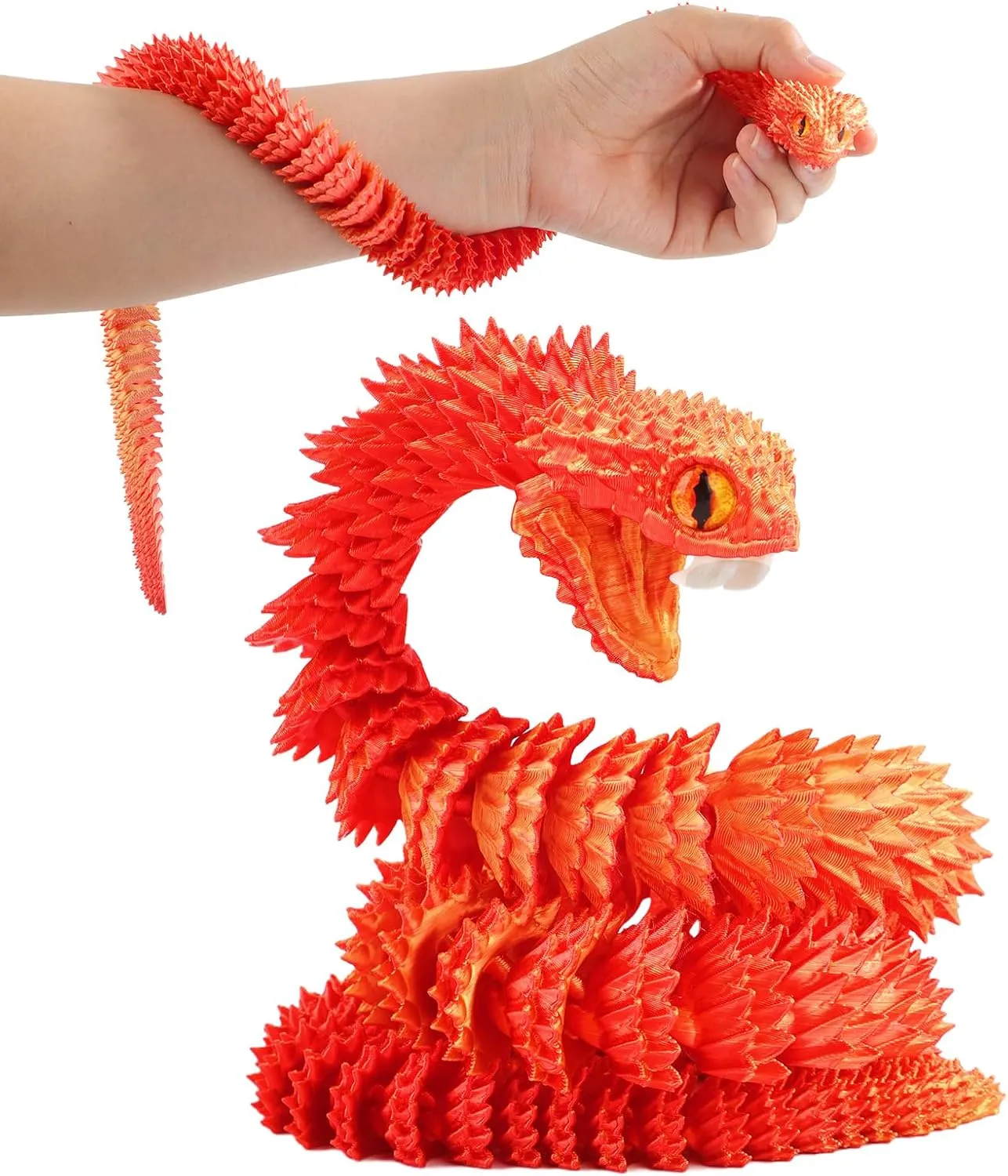 Decor Executive Desk Toys audio speck accelerate (Reddish-Gold, 23.63 in) 3D Printed Viper,3D Printed Snake Toy,3D Printed Animal, Fingertip 3D Printed Toys for Autism Hyperactivity Disorder-Home Office 