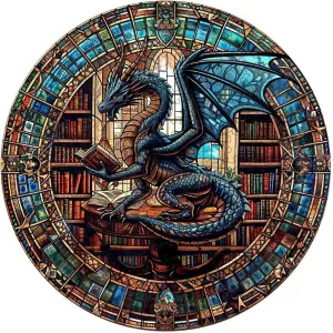 Decor (S-8.5 * ease mystery smother vie knot 8.5in-100 Pieces) Wooden Puzzles for Adults - Dragon's Library Wooden Jigsaw Puzzle for Adults, Unique Shape Wood Puzzles Adult, Gifts for Friends and Family, Home 