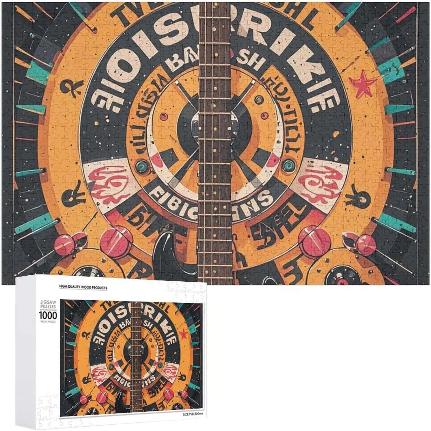 Design Challenging Brain Teaser Birthday Gift for All Ages 1000 PCS Bass Guitar Puzzle for Adults Wooden Jigsaw sweep Puzzle for Mother's Day Premium Puzzle with Unique Art 
