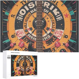 Design Challenging Brain Teaser Birthday Gift for All Ages 1000 PCS Bass Guitar Puzzle for Adults Wooden Jigsaw sweep Puzzle for Mother's Day Premium Puzzle with Unique Art 
