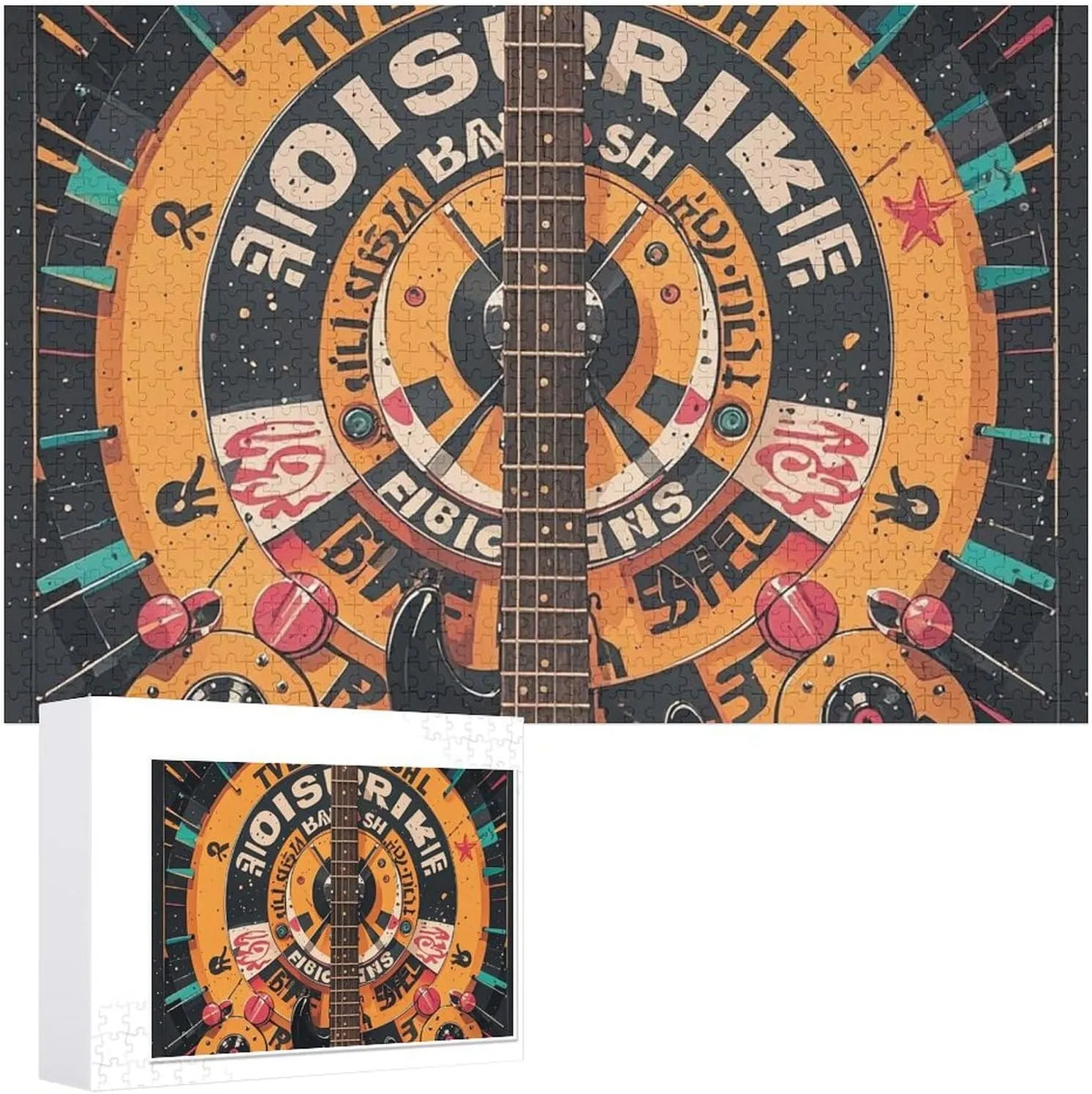 Design Challenging Brain Teaser Birthday Gift for All Ages 1000 PCS Bass Guitar Puzzle for Adults Wooden Jigsaw sweep Puzzle for Mother's Day Premium Puzzle with Unique Art 