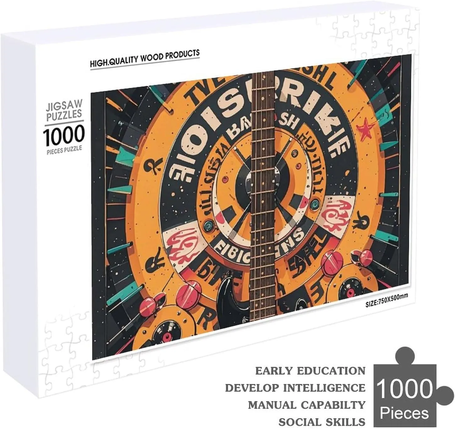 Design Challenging Brain Teaser Birthday Gift for All Ages 1000 PCS Bass Guitar Puzzle for Adults Wooden Jigsaw sweep Puzzle for Mother's Day Premium Puzzle with Unique Art 