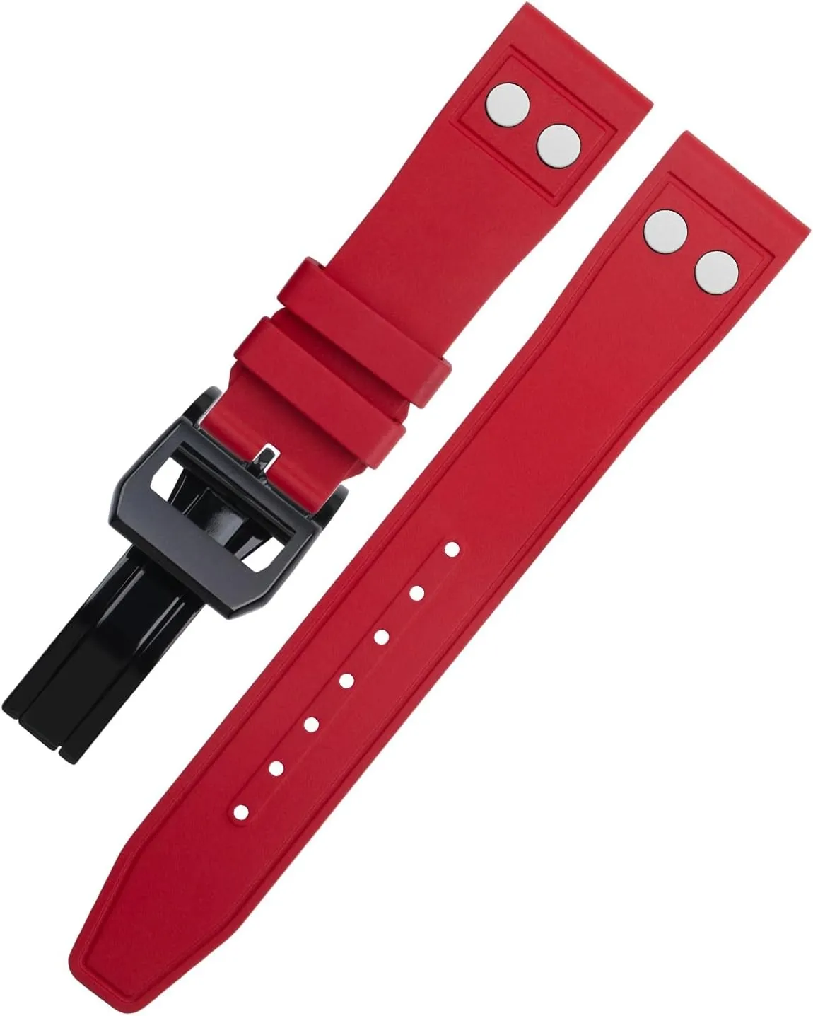 deteriorate venture household FKM Rubber With Rivet Watchband For IWC Strap Big Pilot Mark Portugieser TOP GUN Soft Wristband KLVN 20mm Nature Fluororubber 