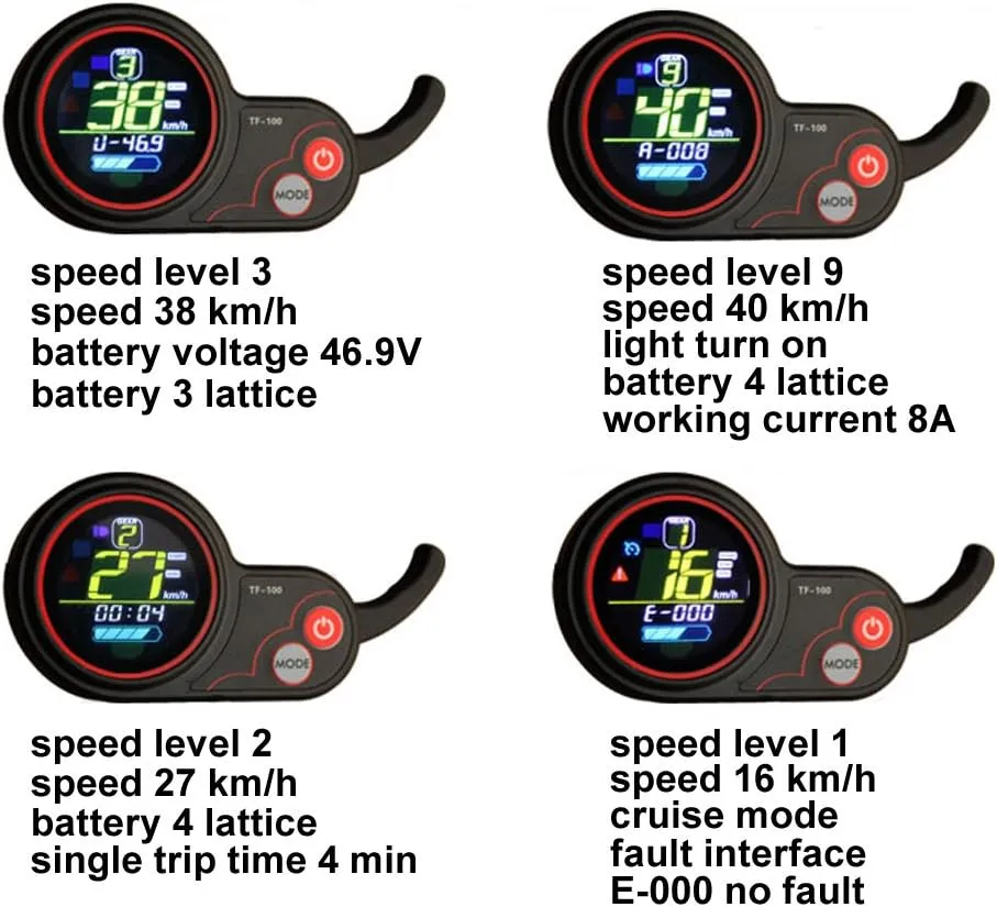 Display with Thumb Throttle Kit 400W-1000WElectric Brushless Hub Motor Controller with Color LCD complacence Battery Indicator Electric Scooter LCD 