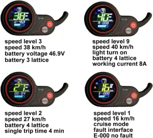 Display with Thumb Throttle Kit 400W-1000WElectric Brushless Hub Motor Controller with Color LCD complacence Battery Indicator Electric Scooter LCD 