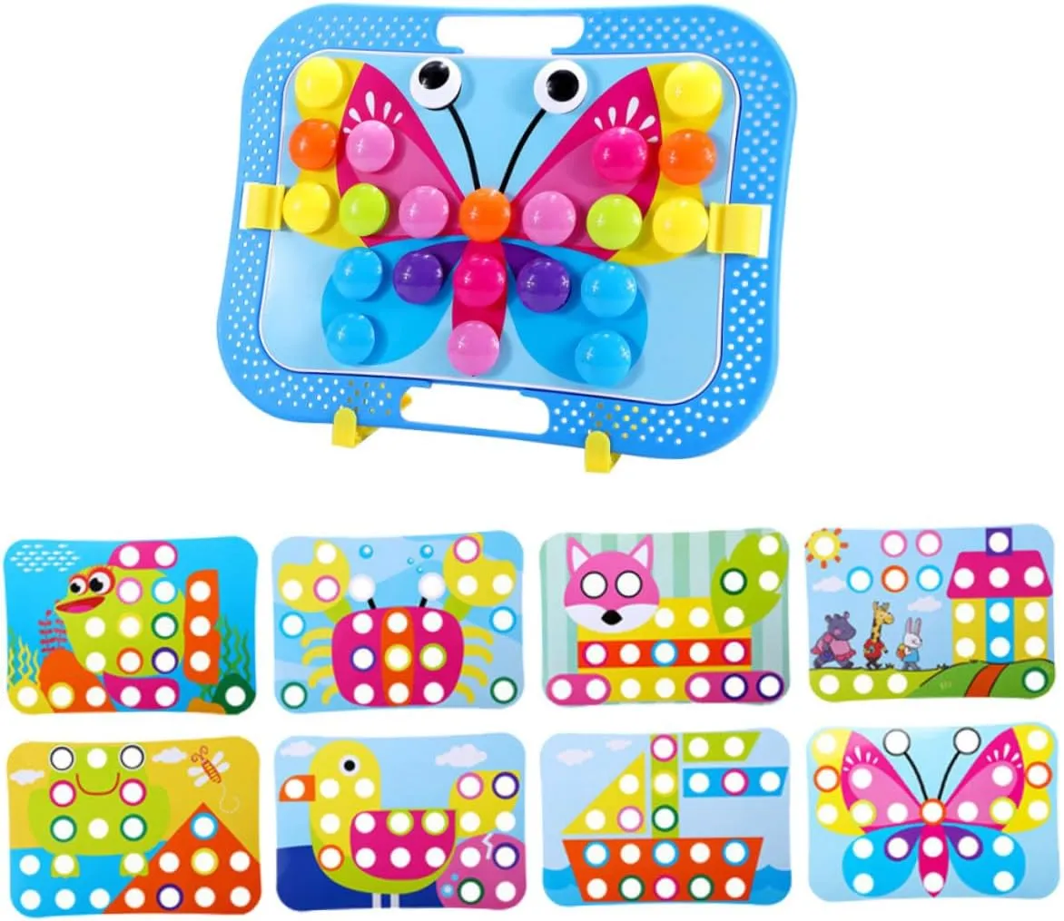 DIY Jigsaw Fun Enhances Visual Recognition Curiosity for Parent Interaction BESPORTBLE 1Set Cartoon Button Puzzle Educational Mushroom Nails Cards journeyman achievable keen viewpoint news perspective for 