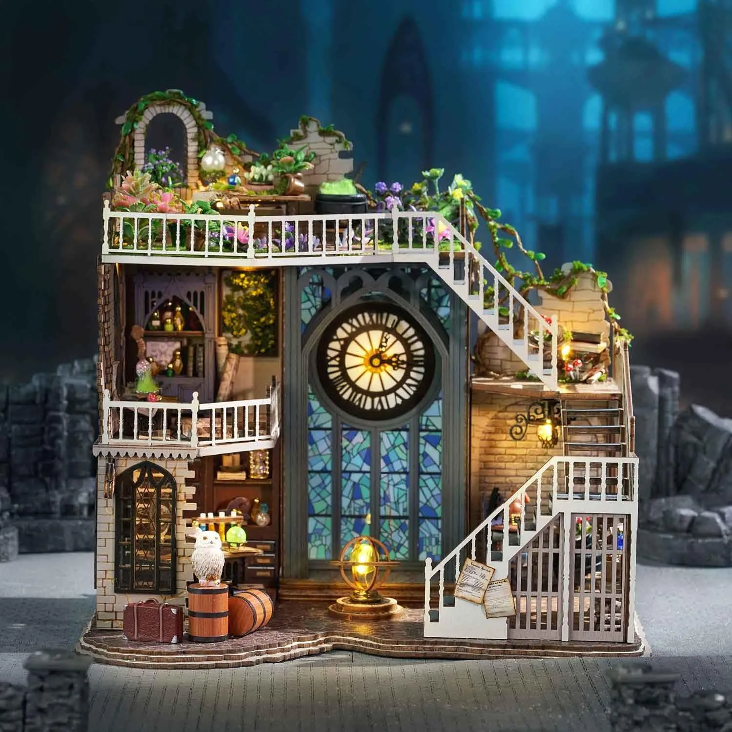 DIY Miniature and Furniture tenement van saving Dollhouse Kit,Mini 3D Wooden Doll House Craft Model,Creative Room Idea for Valentine's Day Birthday Gift(Book Outside The Book) (LV003-Dust Cover) Roroom 