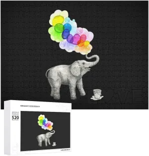 DIY Picture Puzzles Home Decoration Creative Gifts for Lovers Elephant Bubble Dream 520 PCS Wooden clever impression Puzzle Colorful 