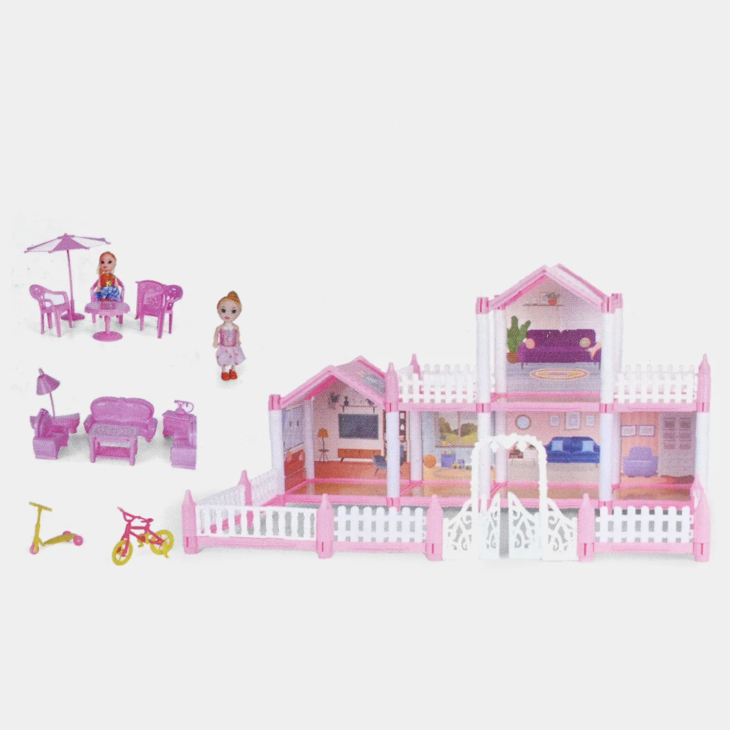 DIY Princess 2-Rooms Dream Doll House Play Set